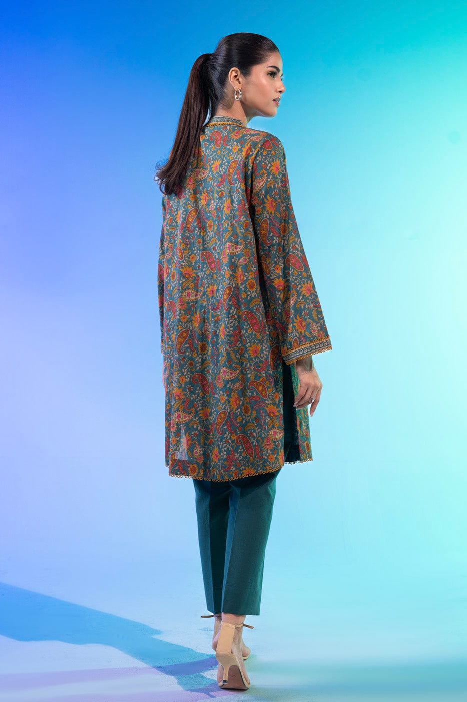 1 Pc Printed Silver Lawn Shirt   | Silver | Al Karam