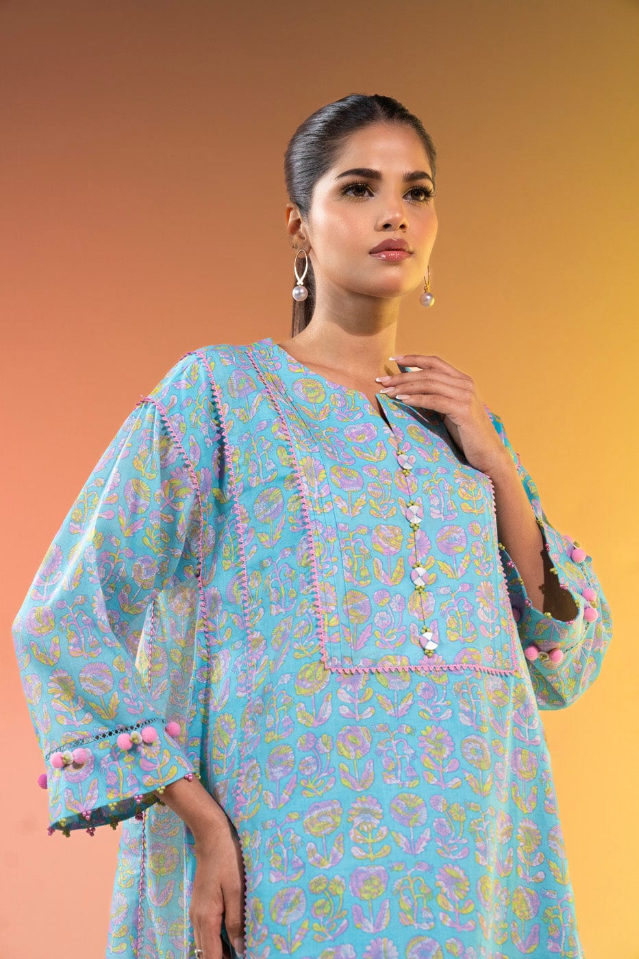 1 Pc Printed Silver Lawn Shirt   | Silver | Al Karam