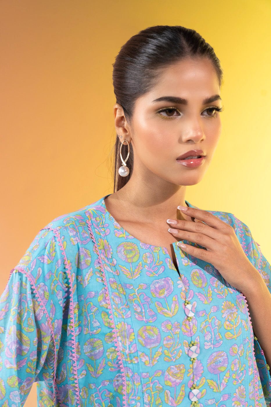 1 Pc Printed Silver Lawn Shirt   | Silver | Al Karam