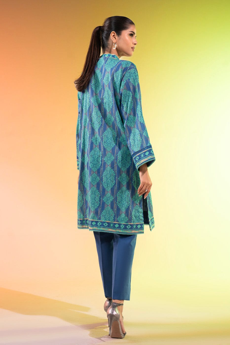 1 Pc Printed Silver Lawn Shirt   | Silver | Al Karam