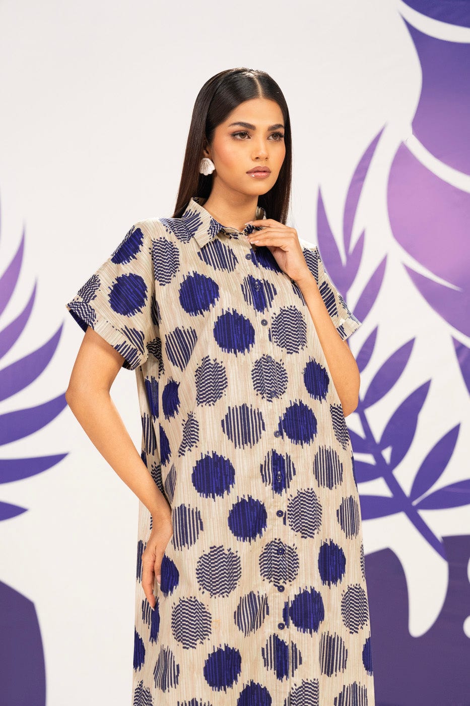 1 Pc Printed Cambric Shirt  | Silver | Al Karam