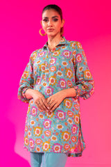 1 Pc Printed Silver Lawn Shirt   | Silver | Al Karam