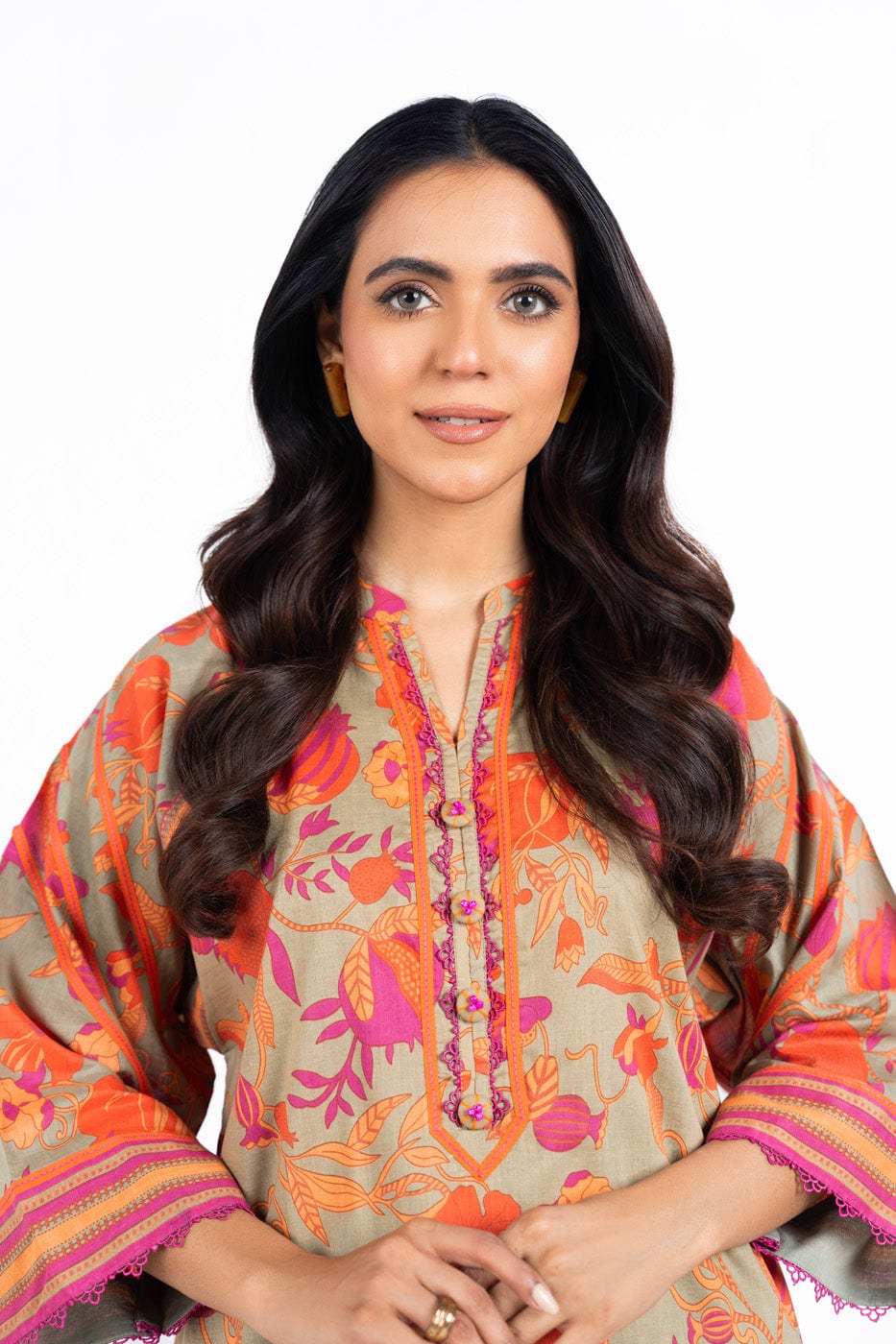 1 Pc Printed Silver Lawn Shirt   | Silver | Al Karam