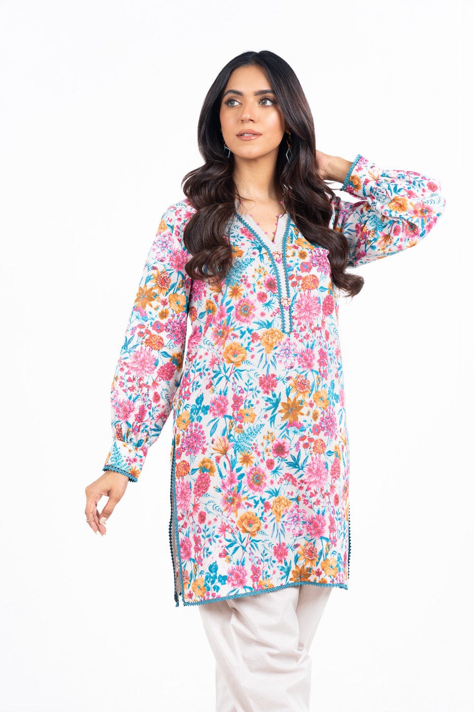 1 Pc Printed Silver Lawn Shirt   | Silver | Al Karam