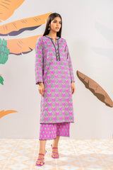 2 Pc Printed Cambric Shirt With Cambric Trouser  | Silver | Al Karam