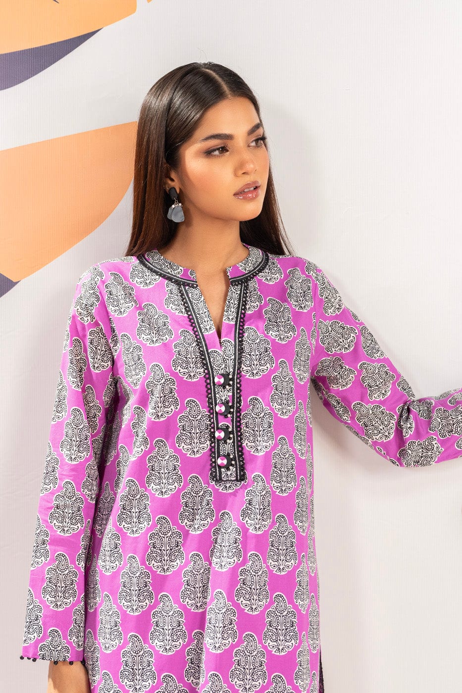 2 Pc Printed Cambric Shirt With Cambric Trouser  | Silver | Al Karam