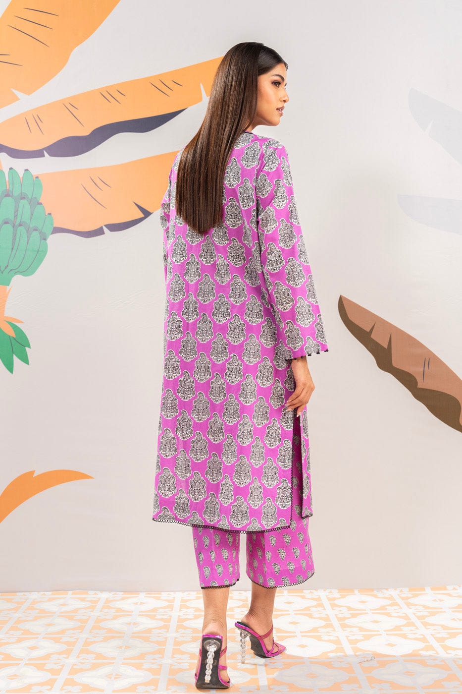 2 Pc Printed Cambric Shirt With Cambric Trouser  | Silver | Al Karam