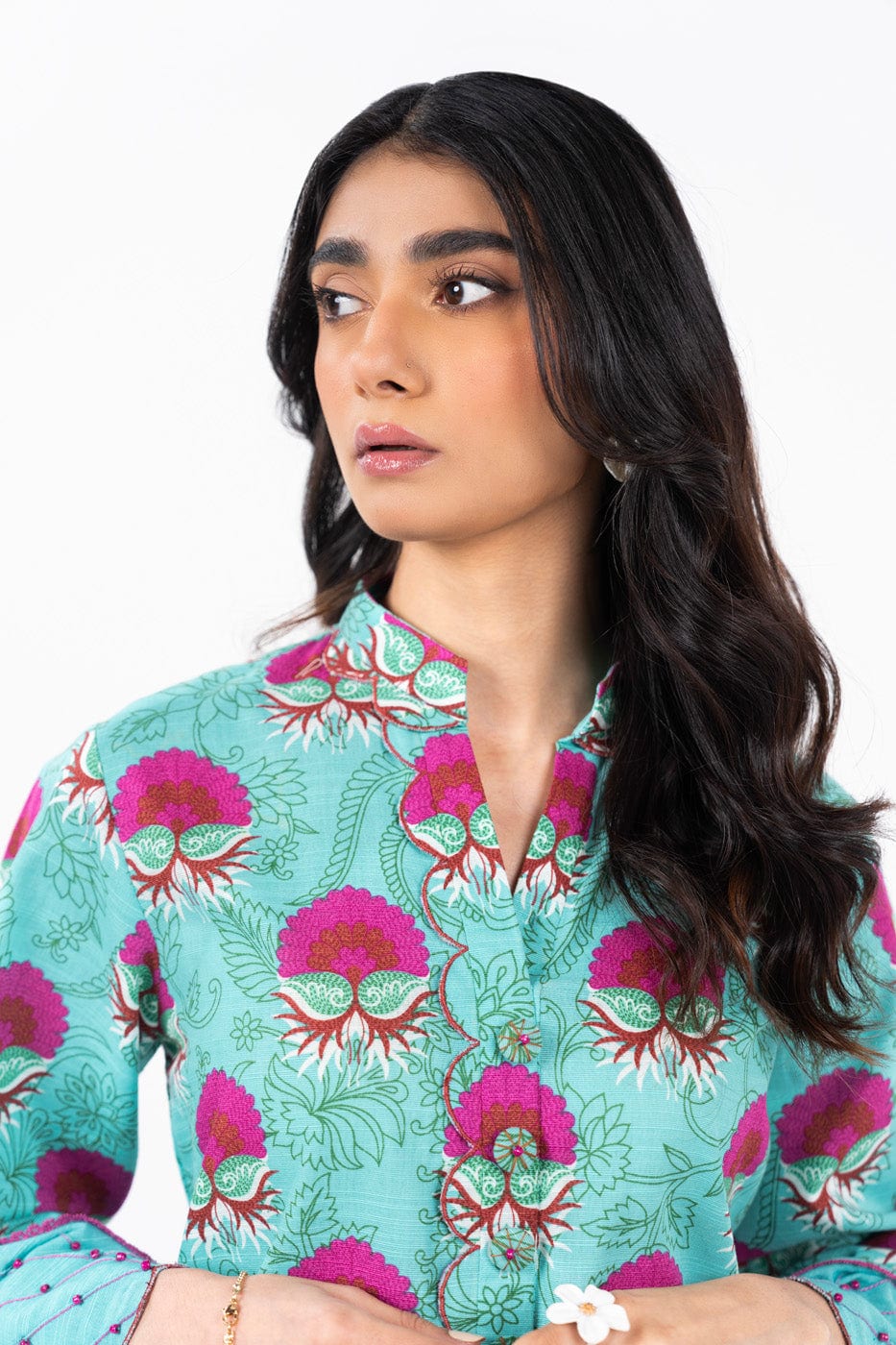 1 Pc Printed Khaddar Shirt | Silver | Al Karam