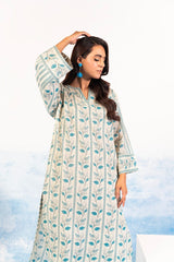 2 Pc Printed Silver Lawn Shirt With Cambric Trouser | Silver | Al Karam