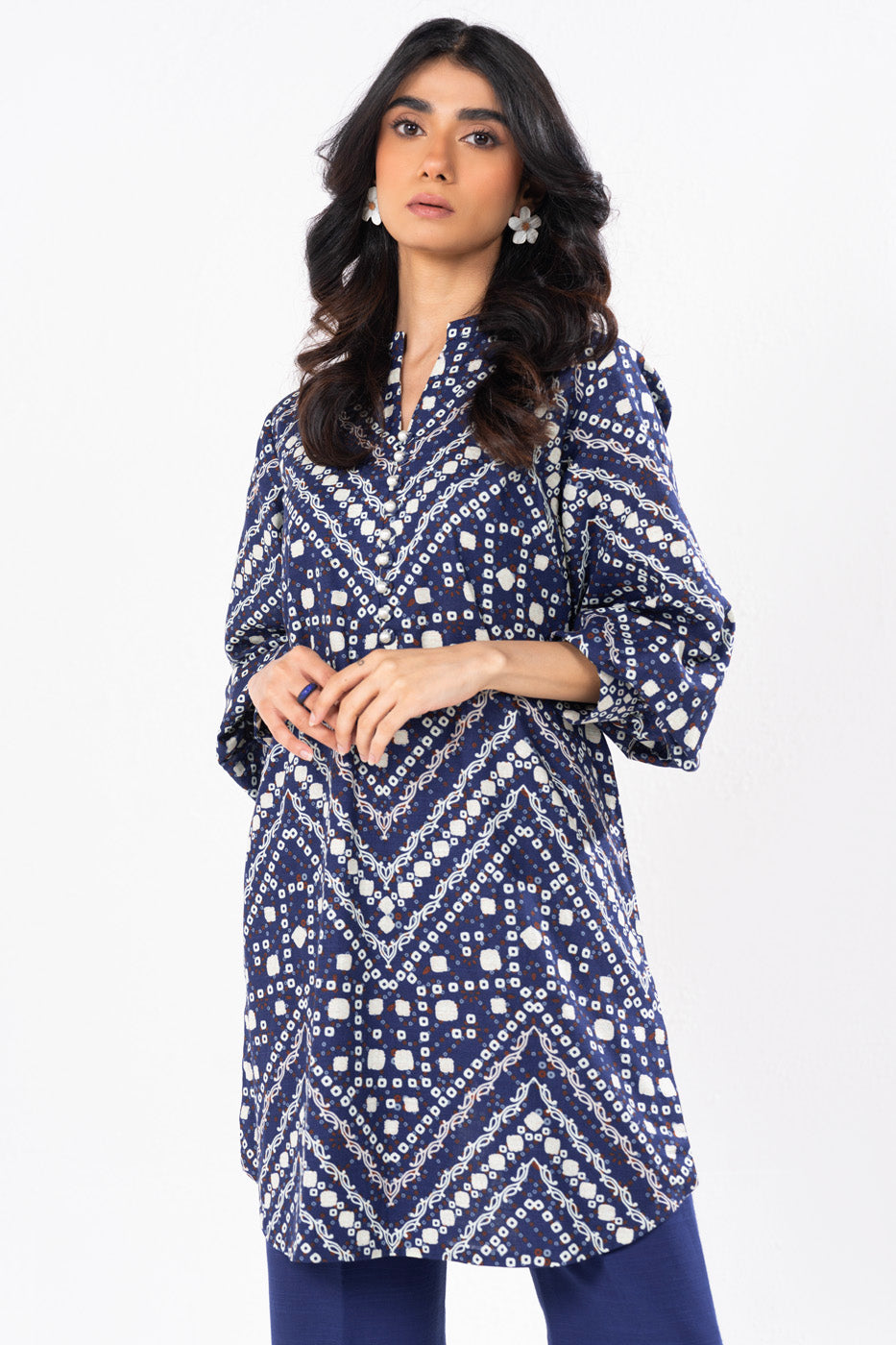 1 Pc Printed Khaddar Shirt  | Silver | Al Karam