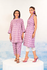 2 Pc Printed Silver Lawn Shirt With Cambric Trouser | Silver | Al Karam