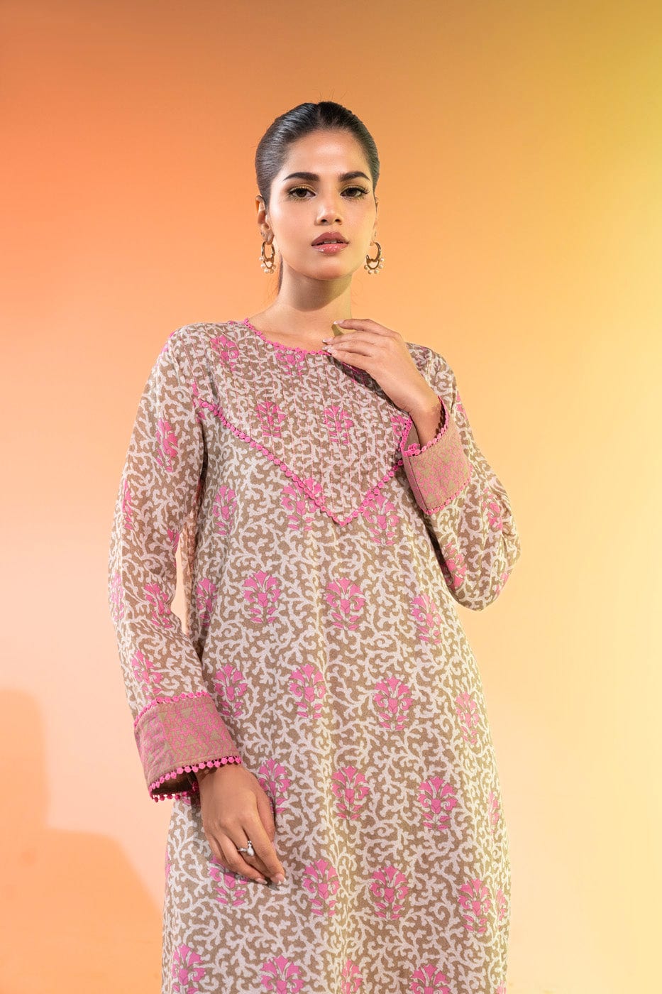 1 Pc Printed Silver Lawn Shirt   | Silver | Al Karam