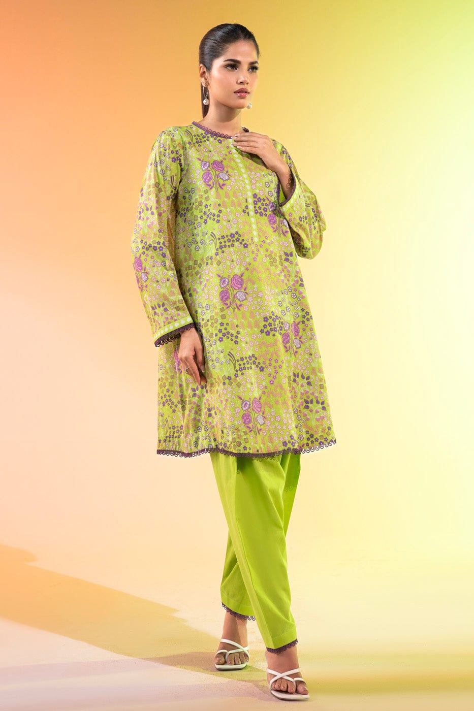 1 Pc Printed Silver Lawn Shirt   | Silver | Al Karam