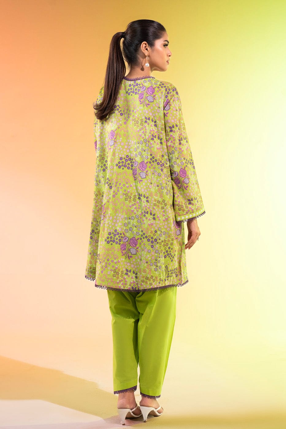 1 Pc Printed Silver Lawn Shirt   | Silver | Al Karam