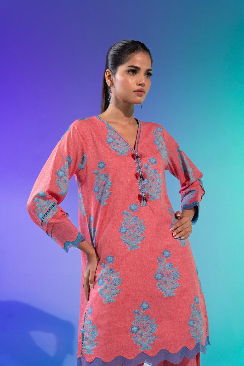 1 Pc Printed Silver Lawn Shirt   | Silver | Al Karam