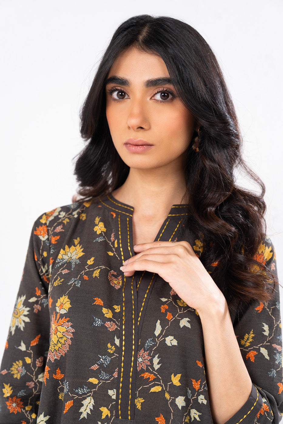 1 Pc Printed Khaddar Shirt  | Silver | Al Karam