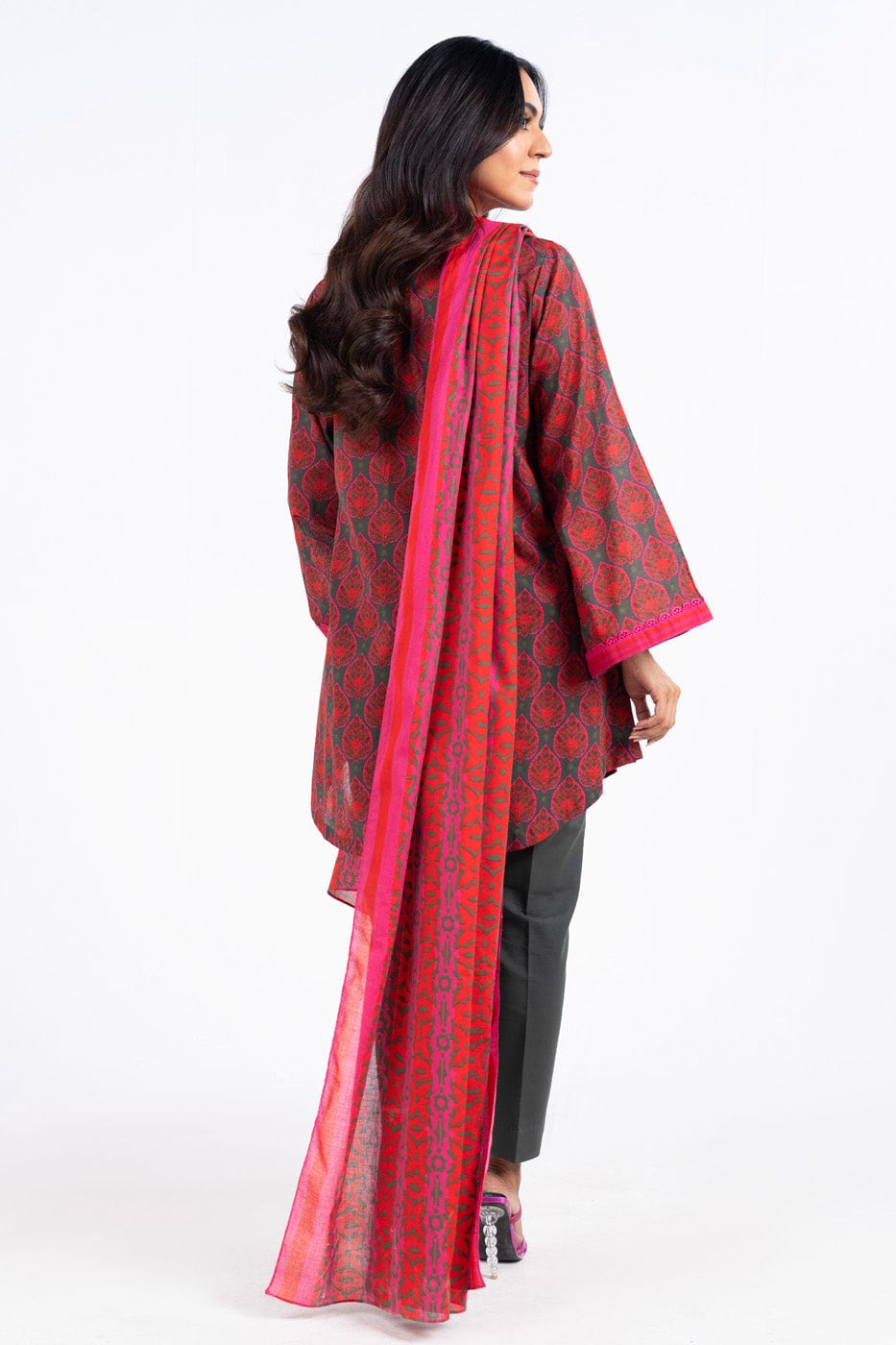 2 Pc Printed Lawn Suit With Silver Lawn Dupatta | Silver | Al Karam