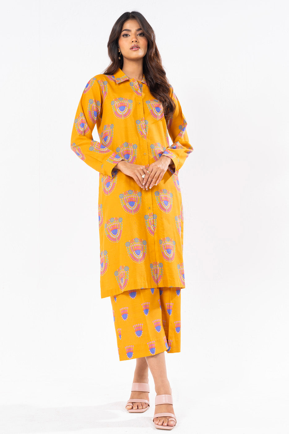 2 Pc Printed Khaddar Shirt With Khaddar Trouser | Silver | Al Karam