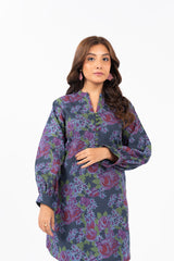 2 Pc Printed Khaddar Shirt With Khaddar Trouser | Silver | Al Karam