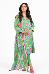 2 Pc Printed Lawn Suit With Silver Lawn Dupatta | Silver | Al Karam