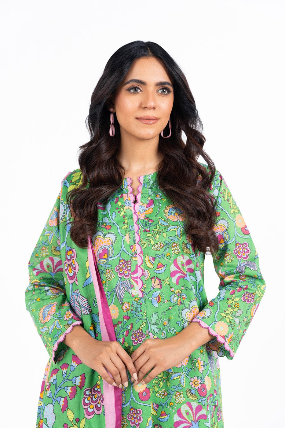 2 Pc Printed Lawn Suit With Silver Lawn Dupatta | Silver | Al Karam