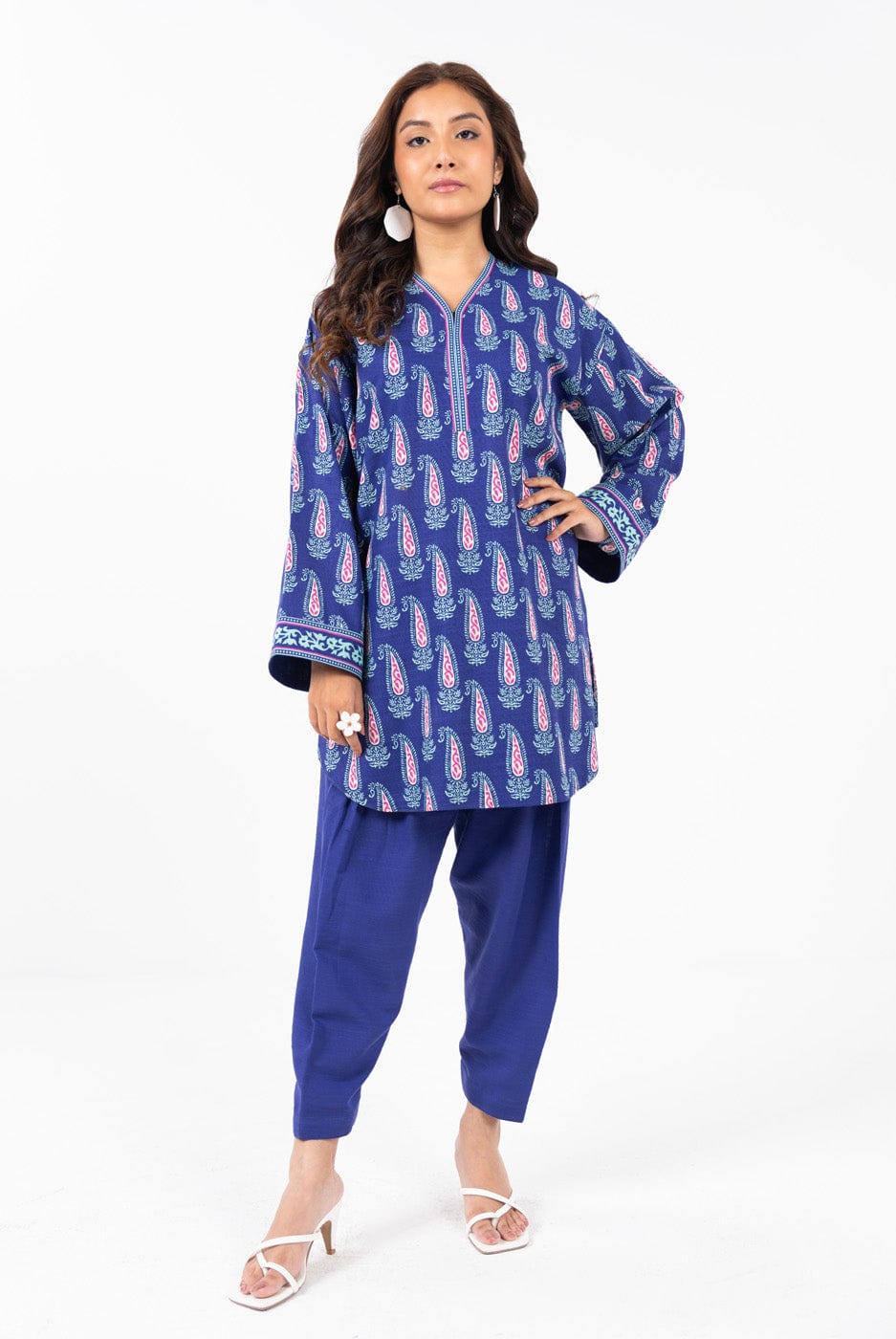 1 Pc Printed Khaddar Shirt  | Silver | Al Karam