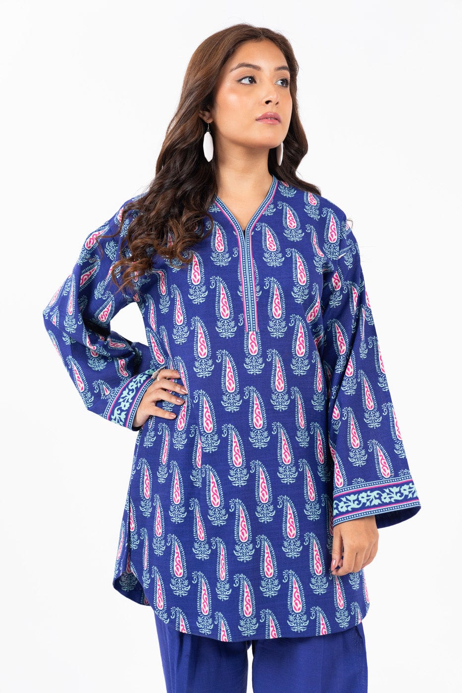 1 Pc Printed Khaddar Shirt  | Silver | Al Karam