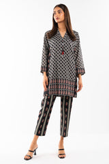 2 Pc Printed Lawn Shirt With Cambric Trouser | Silver | Al Karam