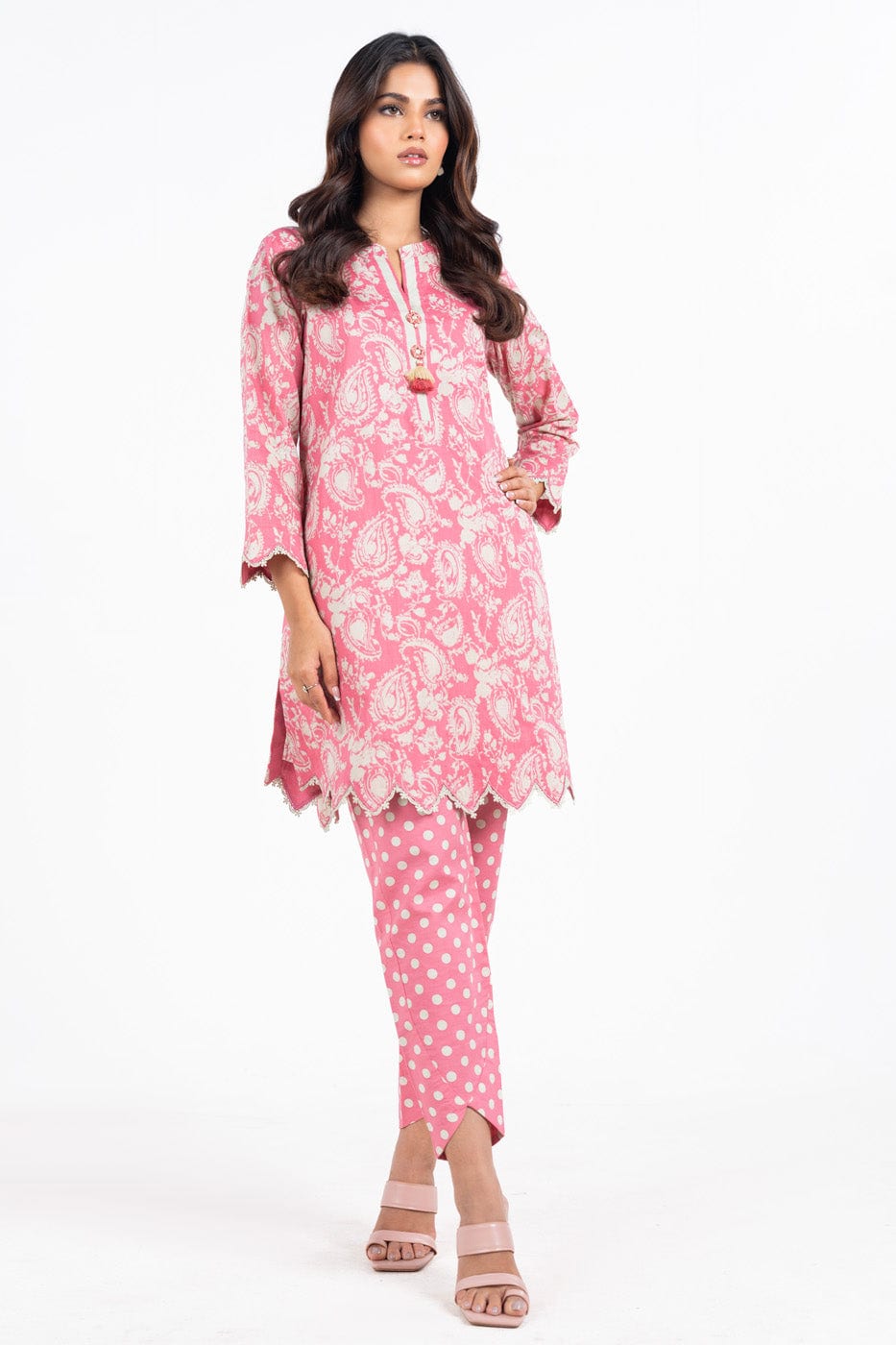 2 Pc Printed Lawn Suit With Cambric Trouser | Silver | Al Karam