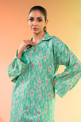 2 Pc Printed Lawn Suit With Cambric Trouser | Silver | Al Karam