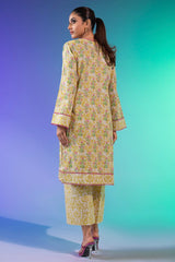 2 Pc Printed Lawn Suit With Cambric Trouser | Silver | Al Karam