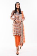 2 Pc Printed Lawn Shirt With Lawn Dupatta | Silver | Al Karam