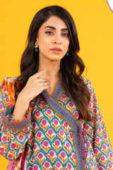 2 Pc Printed Lawn Shirt With Lawn Dupatta | Silver | Al Karam