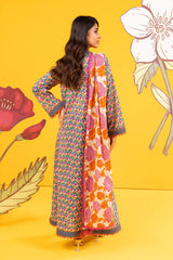 2 Pc Printed Lawn Shirt With Lawn Dupatta | Silver | Al Karam