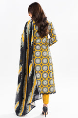 2 Pc Printed Khaddar Shirt With Khaddar Dupatta | Silver | Al Karam