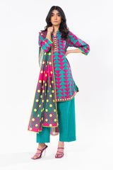 2 Pc Printed Khaddar Shirt With Khaddar Dupatta