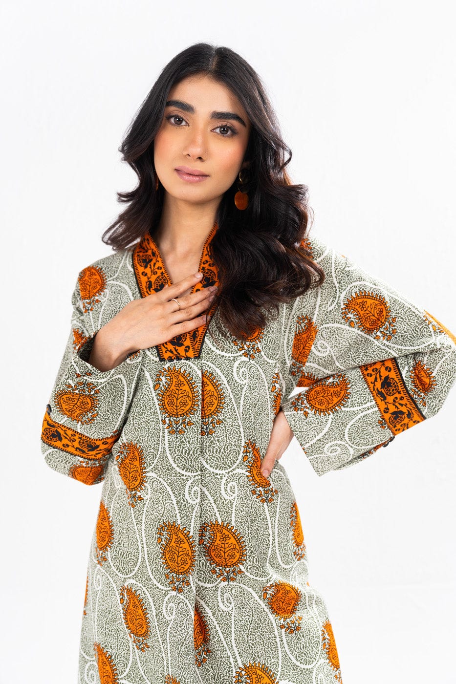 1 Pc Printed Khaddar Shirt  | Silver | Al Karam