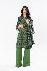 2 Pc Printed Khaddar Shirt With Khaddar Dupatta