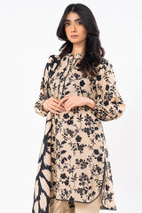 2 Pc Printed Khaddar Shirt With Khaddar Dupatta