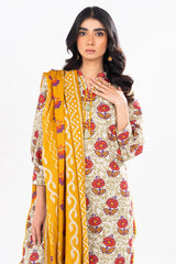 2 Pc Printed Khaddar Shirt With Khaddar Dupatta