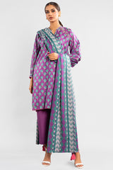 2 Pc Printed Lawn Shirt With Lawn Dupatta | Silver | Al Karam