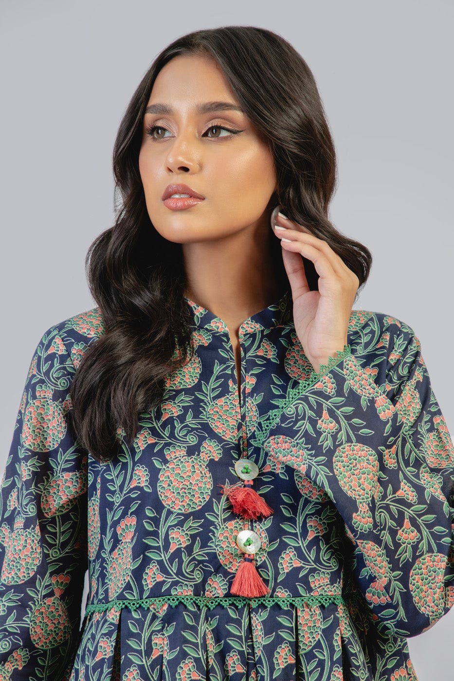 1 Pc Printed Cambric Shirt | Silver | Al Karam