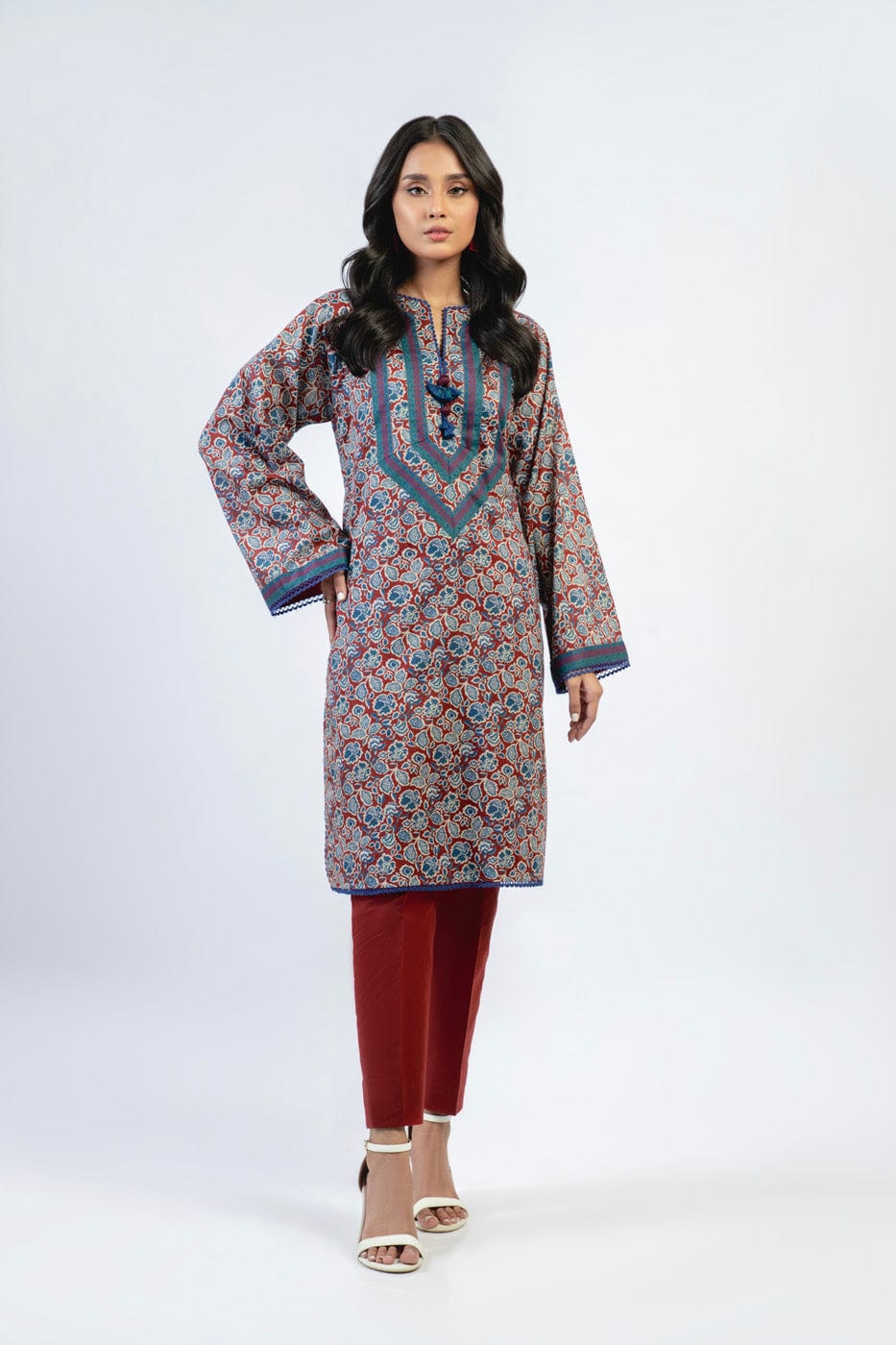 1 Pc Printed Cambric Shirt | Silver | Al Karam