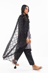 1 Pc Embroidered Chiffon Dupatta | Silver | Al Karam