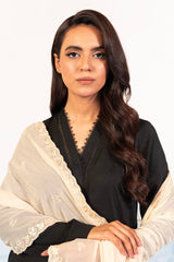 1 Pc Embroidered Chiffon Dupatta | Silver | Al Karam