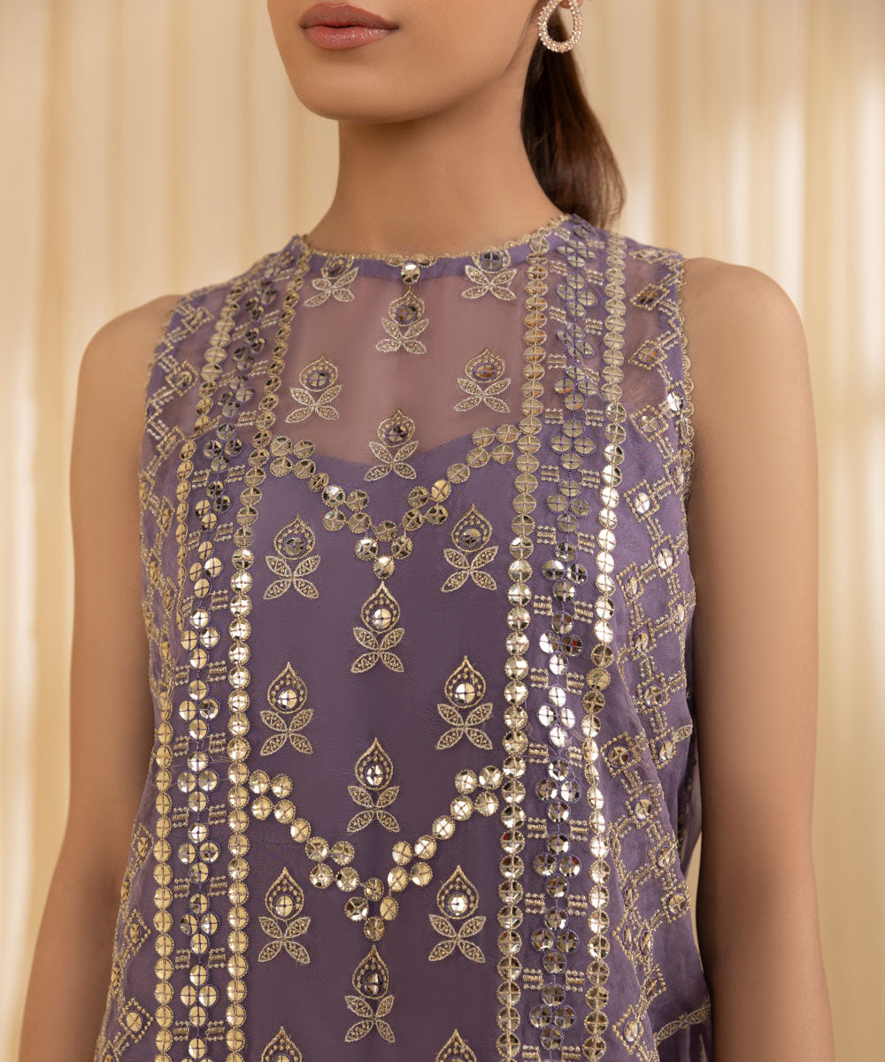 3 Piece -  Embroidered Organza Suit | SAPPHIRE