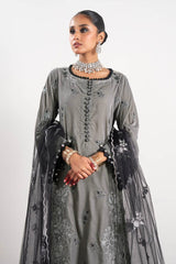 3 Pc Embroidered Velvet Suit With Poly Net Dupatta | Festive | Al Karam