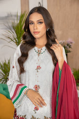 3 Pc Embroidered Swiss Voil Suit with Yarn Dyed Dupatta | Festive | Al Karam